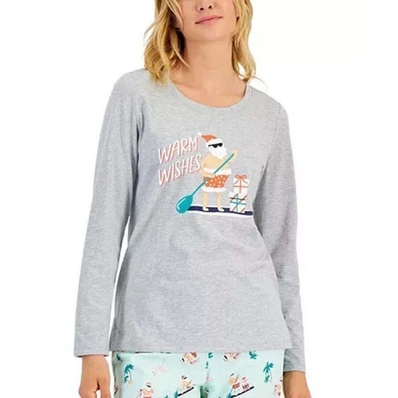 Family Pajamas Matching Womens Tropical Santa Mix It Pajama Set tea green large - Picture 6 of 11